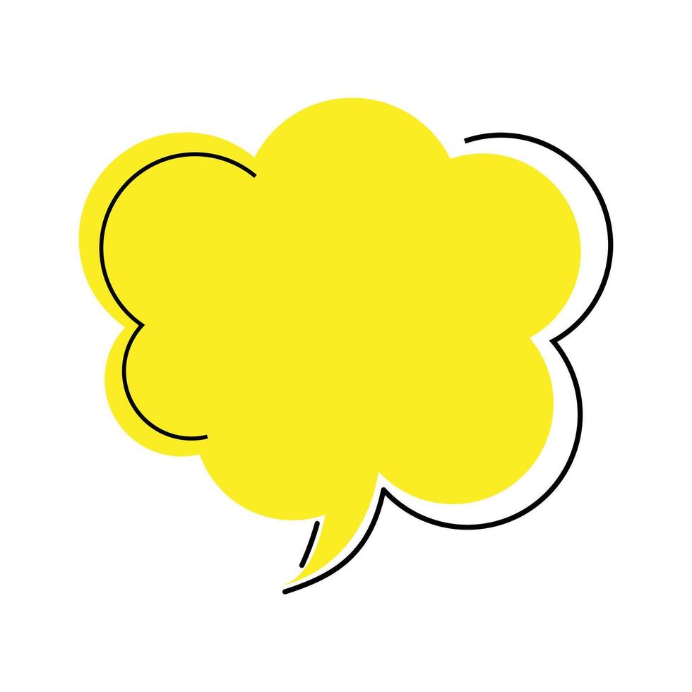 simple handwritten yellow cartoon style speech bubble illustration. vector