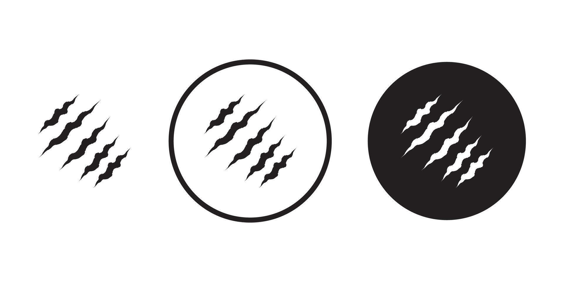 animal Claw scratches mark set in circle. Cat tiger scratches paw shape. Intricate claw silhouettes, Cracks form animal claw scratches, wild beast paw marks. vector