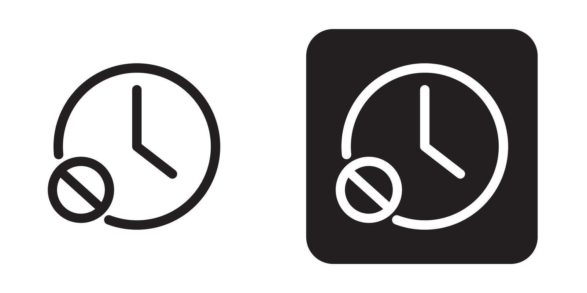 Timer icon Flat set in black and white color, Watch, time icon illustration vector