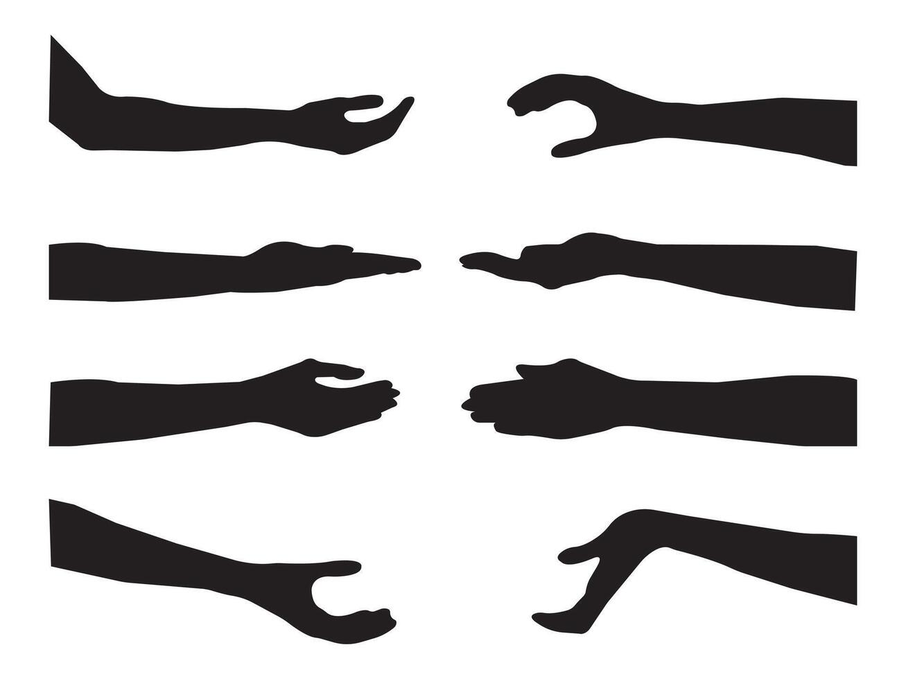 Set of hand silhouette icon. different hand gestures. Hand gestures silhouettes collection. vector