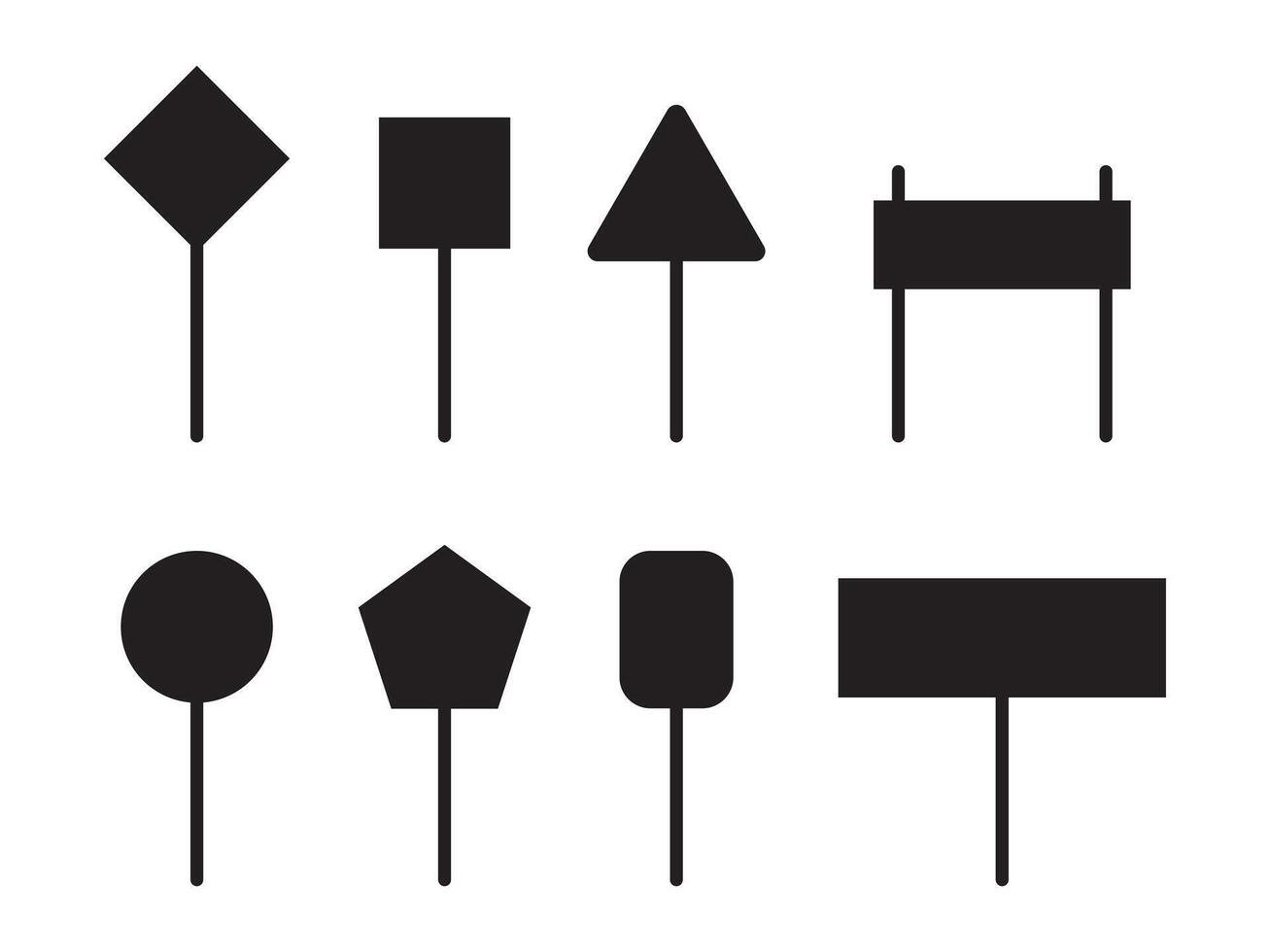 set of Blank traffic board icon. Road sign icon, Traffic signpost sign illustration. vector