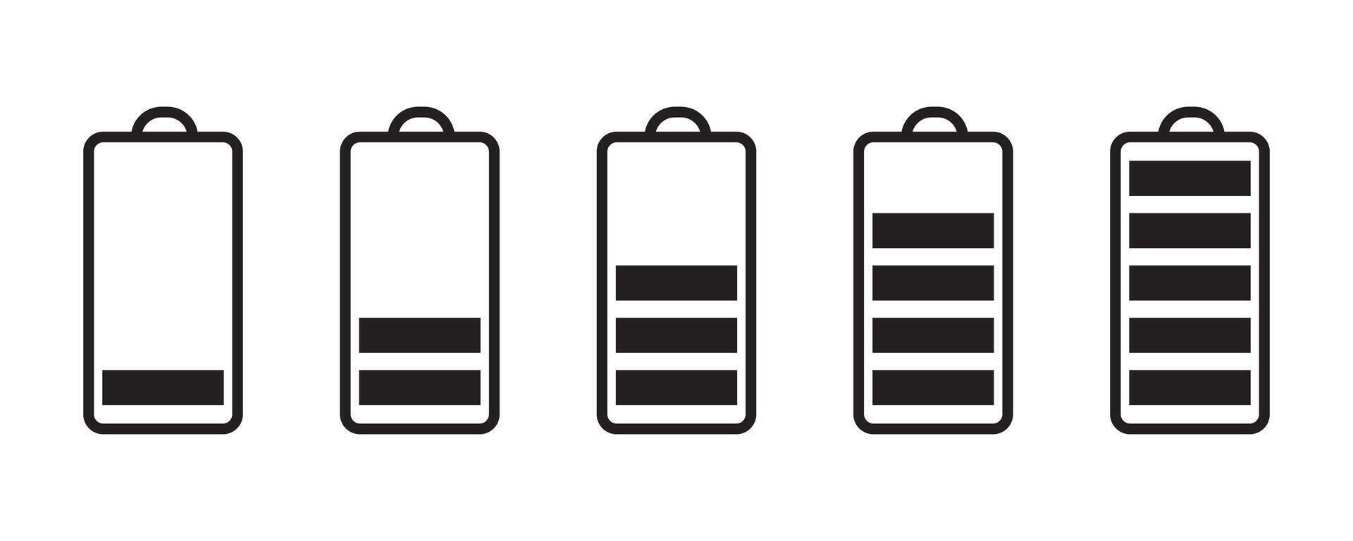 Battery icon, illustration of charging battery. Battery indicator symbols. battery level indicators. battery charger icon. vector