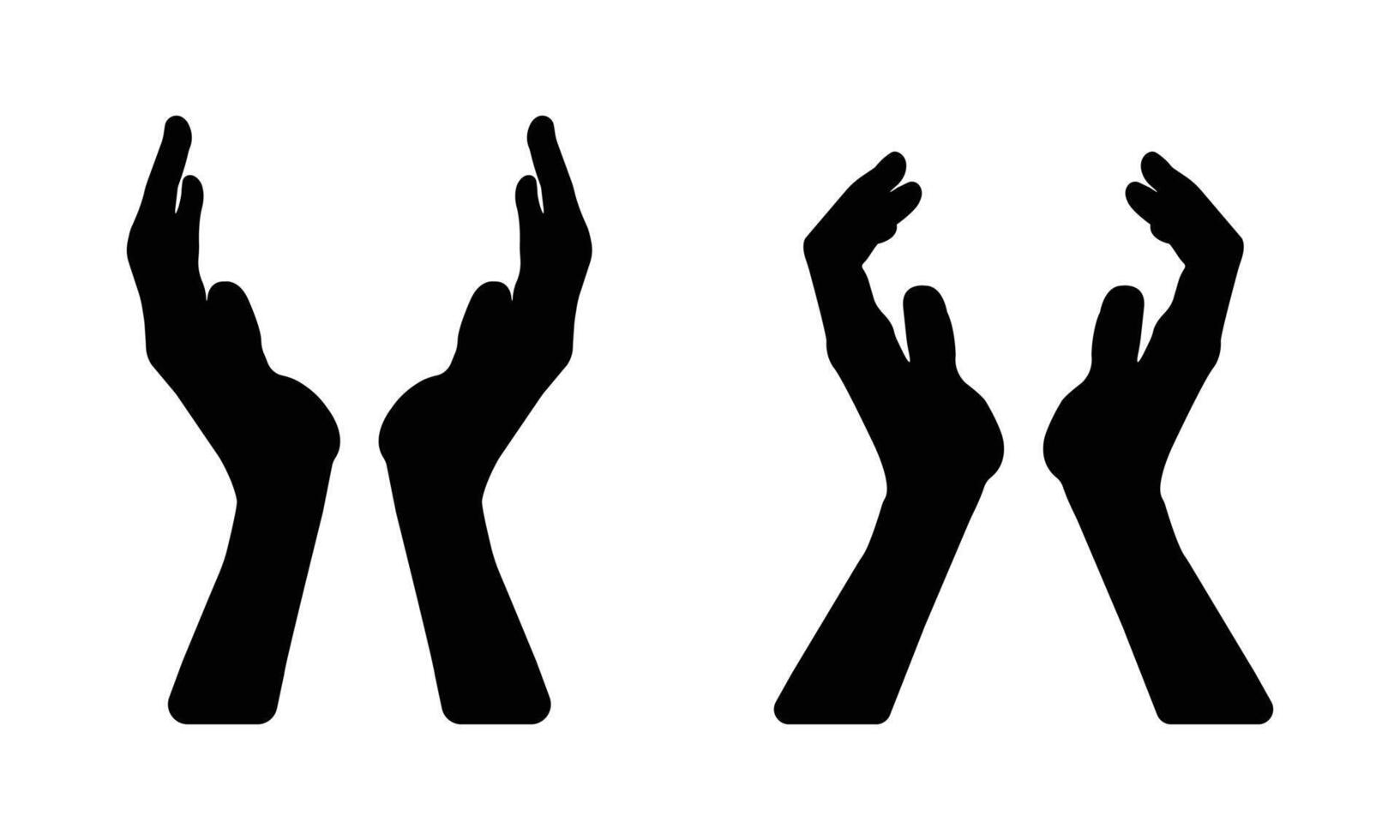 Supporting hands praying silhouette. protecting hands icon. Cupped hands. Support, peace, care hand gestures. free hands art. vector
