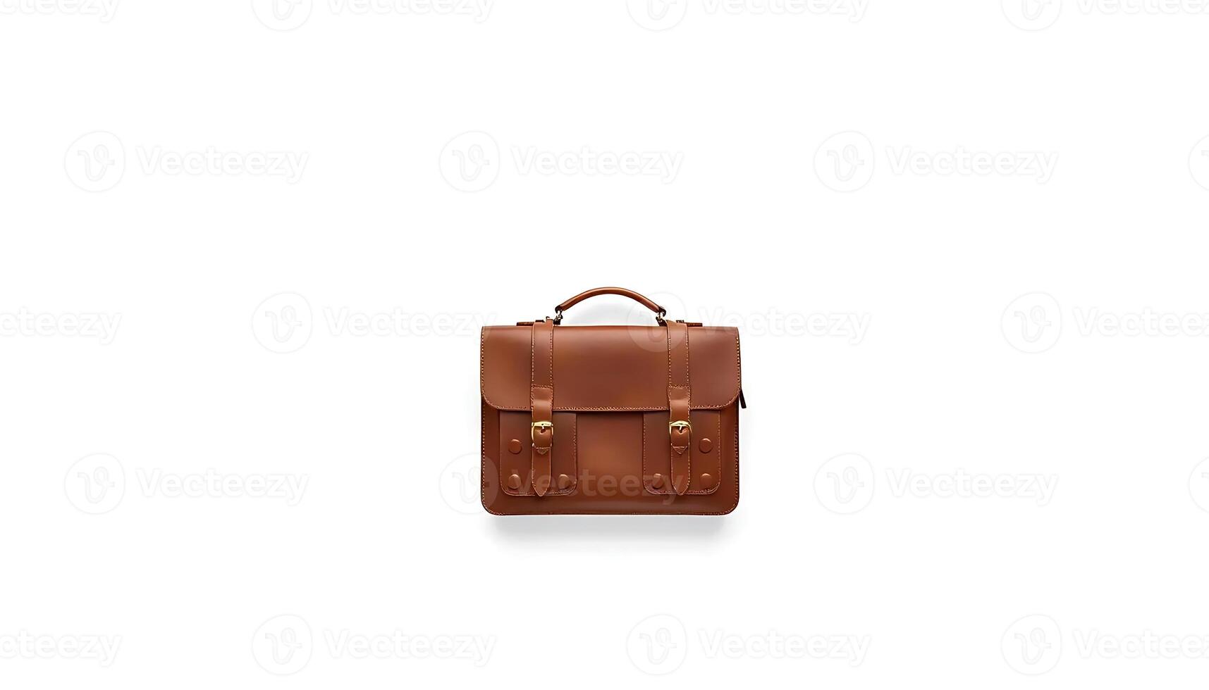 Elegant Brown Leather Briefcase, Professional Style photo