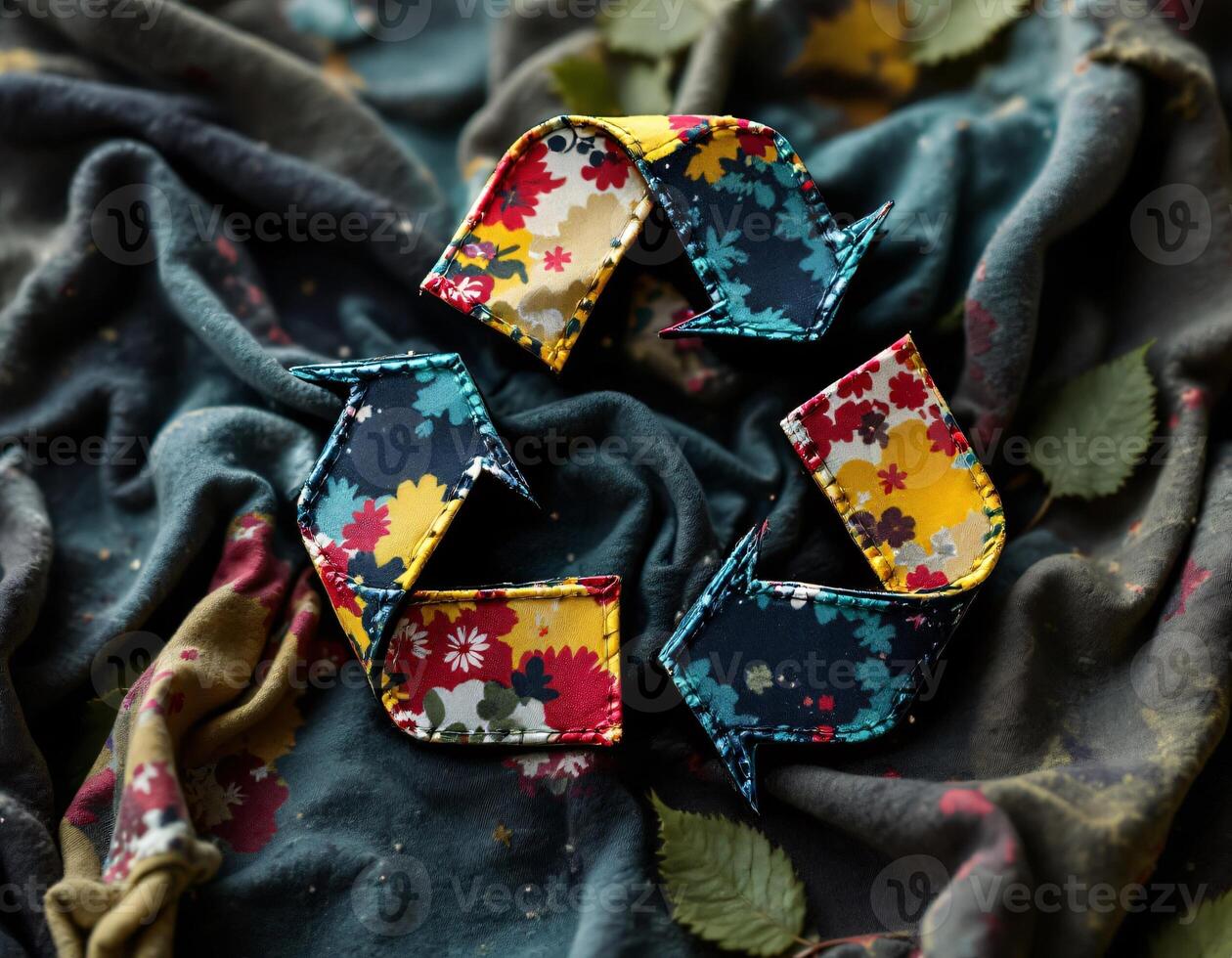 Floral Recycle Symbol on Fabric photo