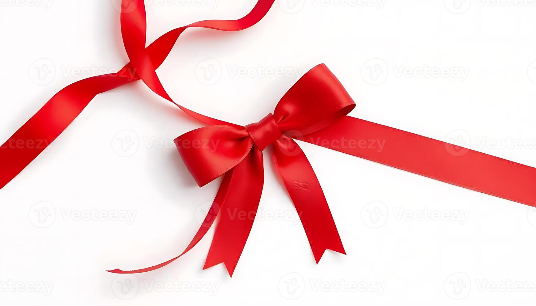 Elegant Red Ribbon Bow on White Background A Festive, Celebration Image photo