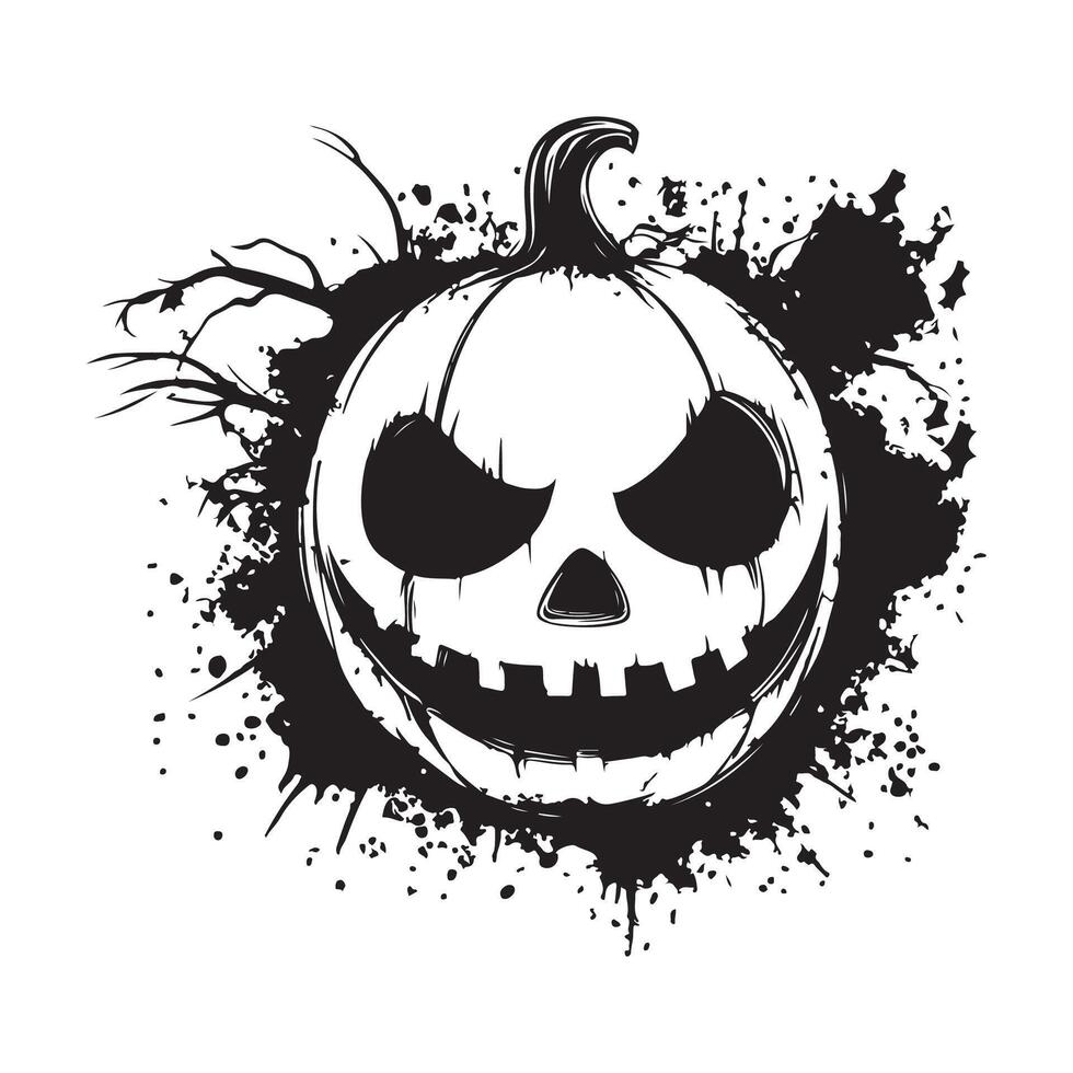 Halloween Pumpkin Image Illustration. Happy Halloween elements in black and white. vector