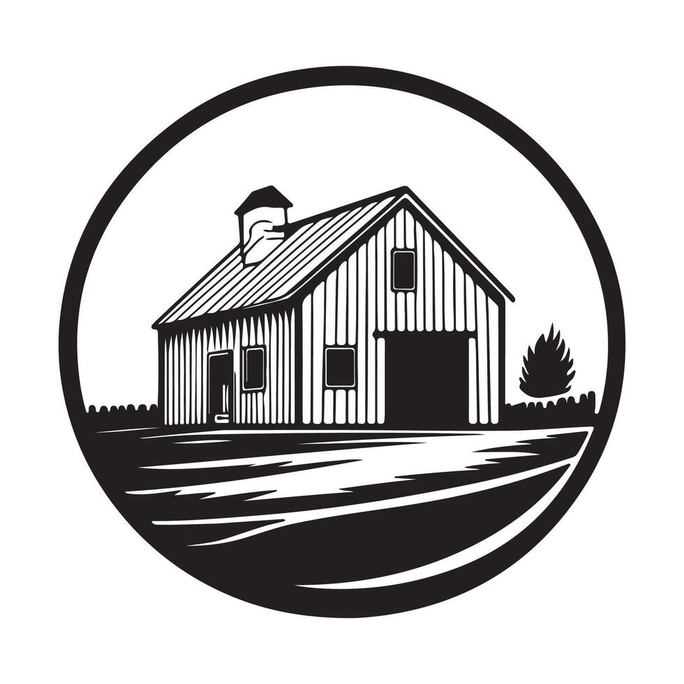 Barn Vintage Farm Icon Idea Warehouse Farm Icon Design Stock Illustration vector