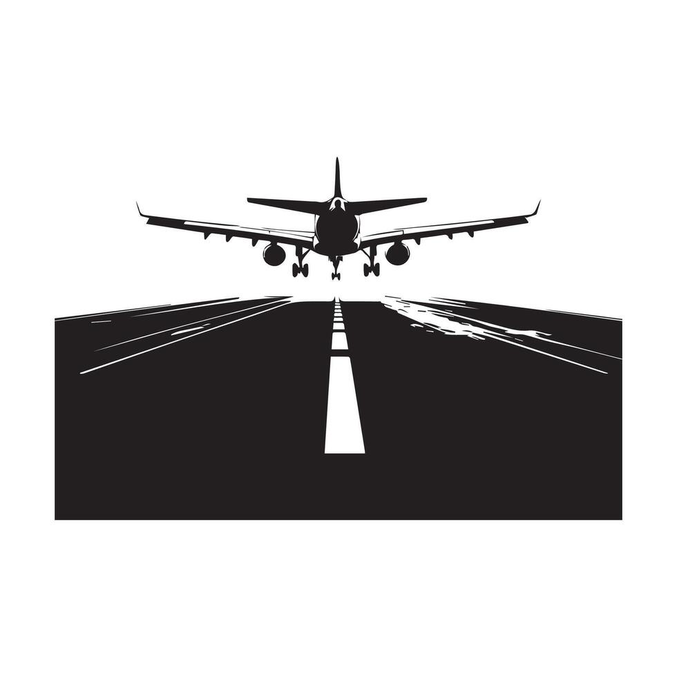 Aeroplane runway takeoff Stock Image on white background. vector