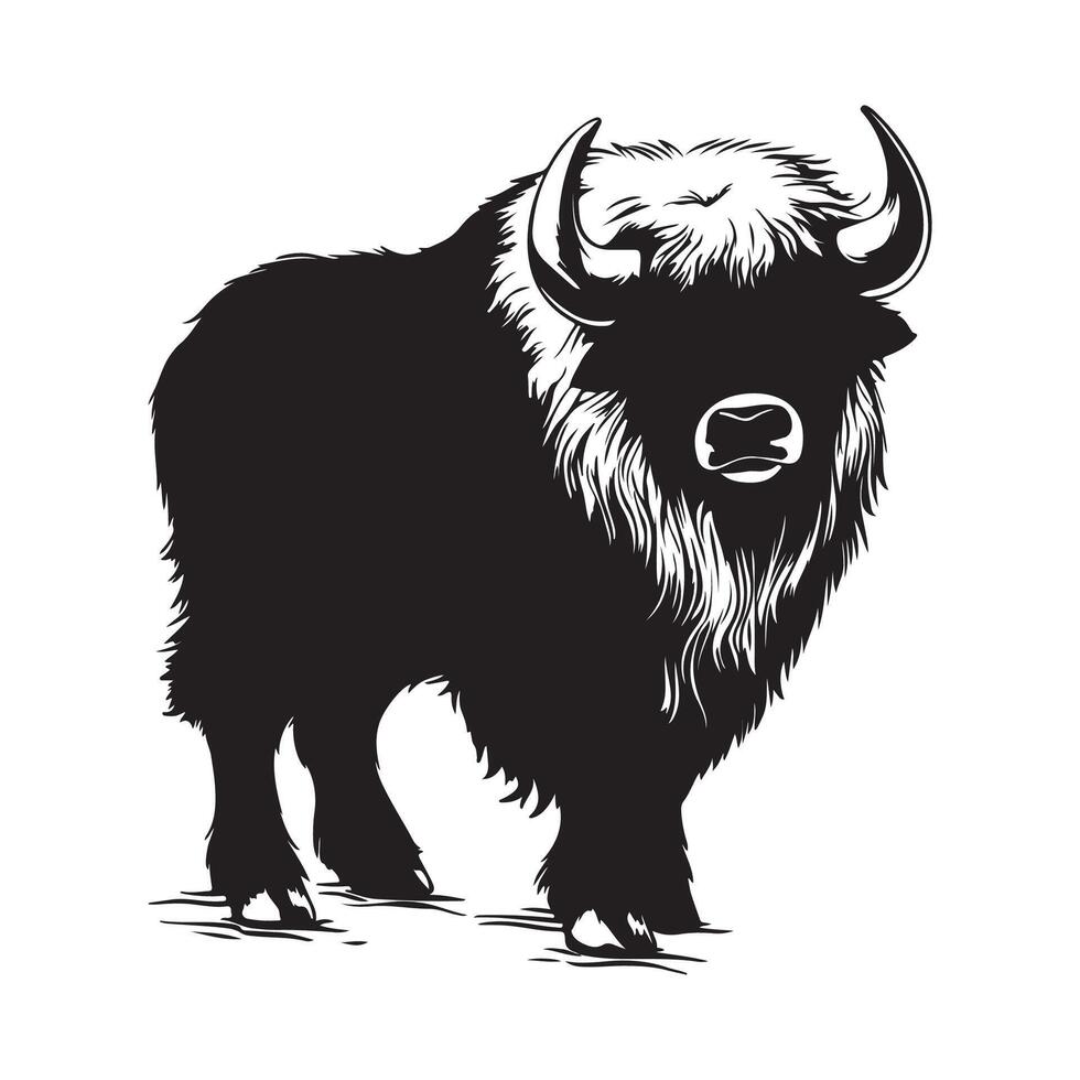Bull musk ox mammal black silhouette animal image isolated on white background. vector