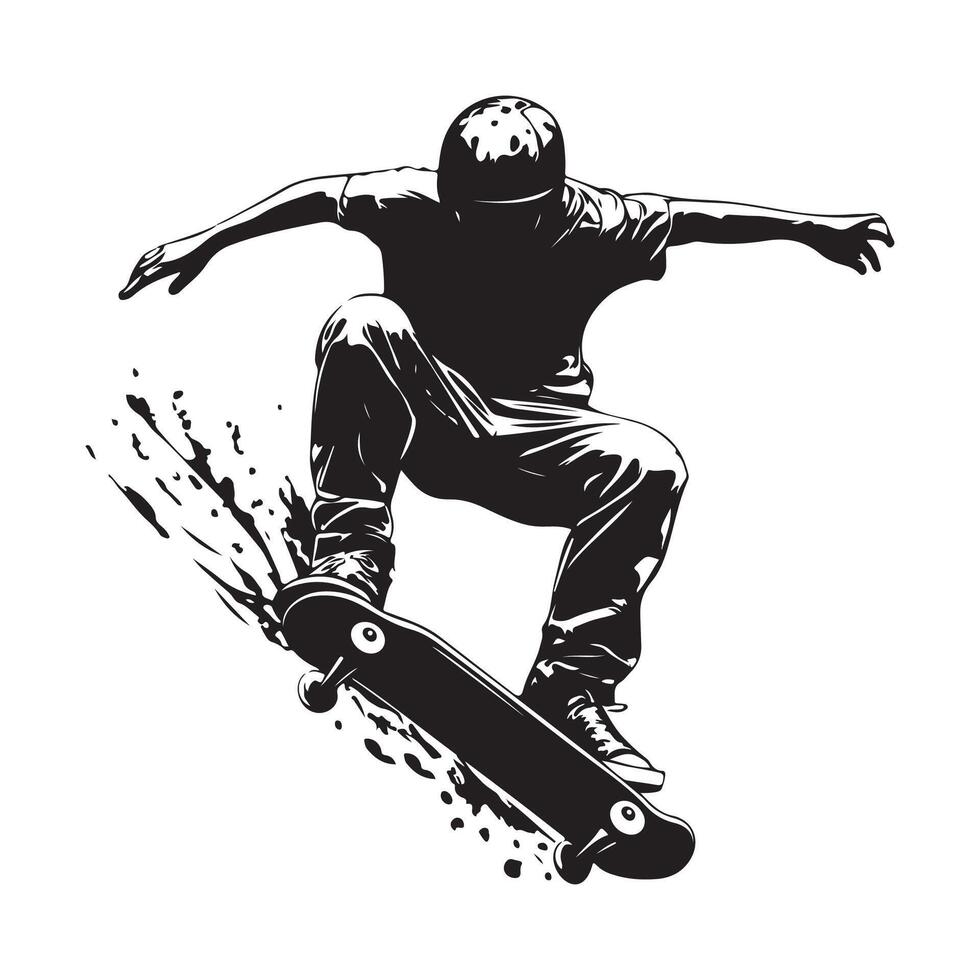 Extreme Sport Skateboard Player Action Skateboarder image on white background vector