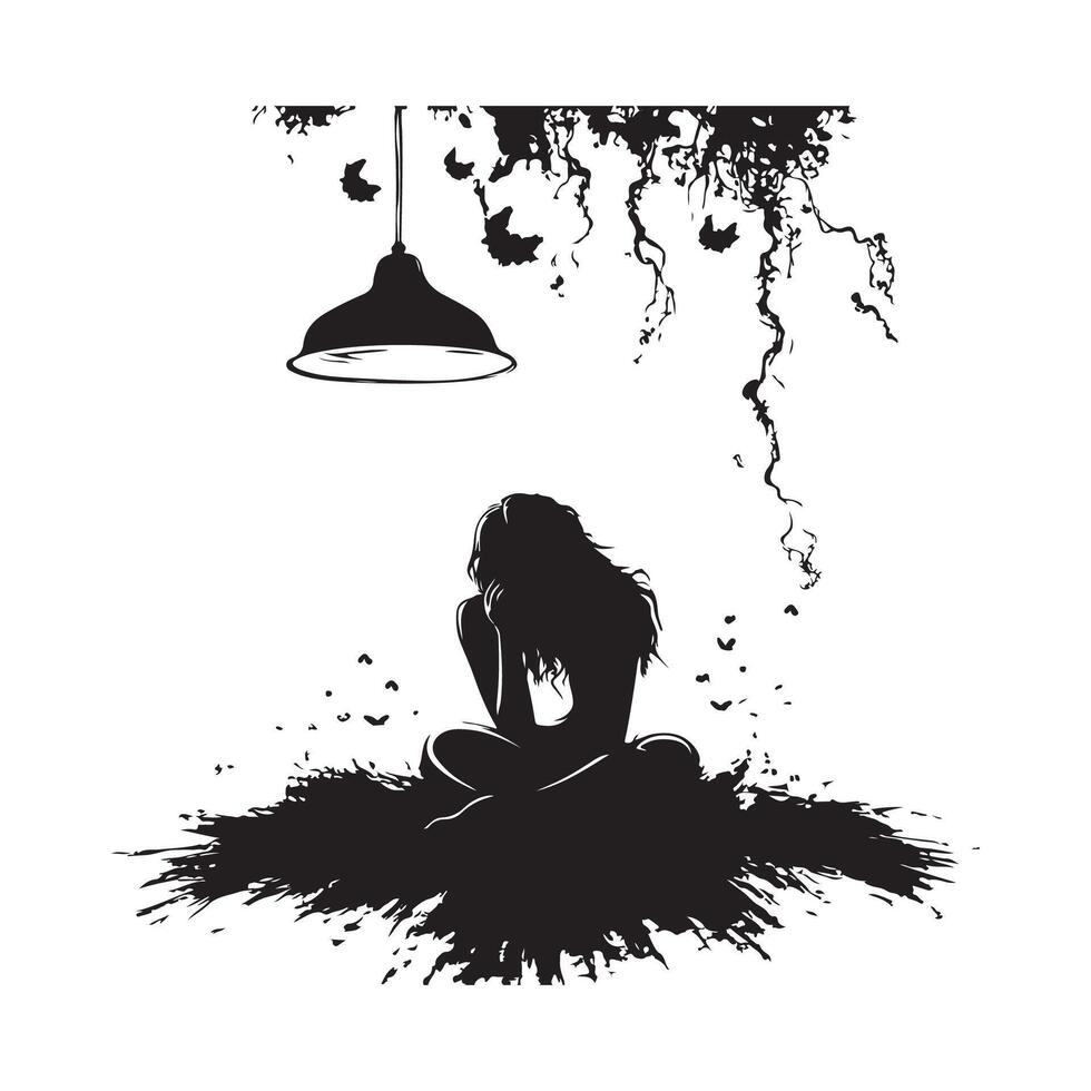 Woman Depression Silhouette Stock Illustration vector
