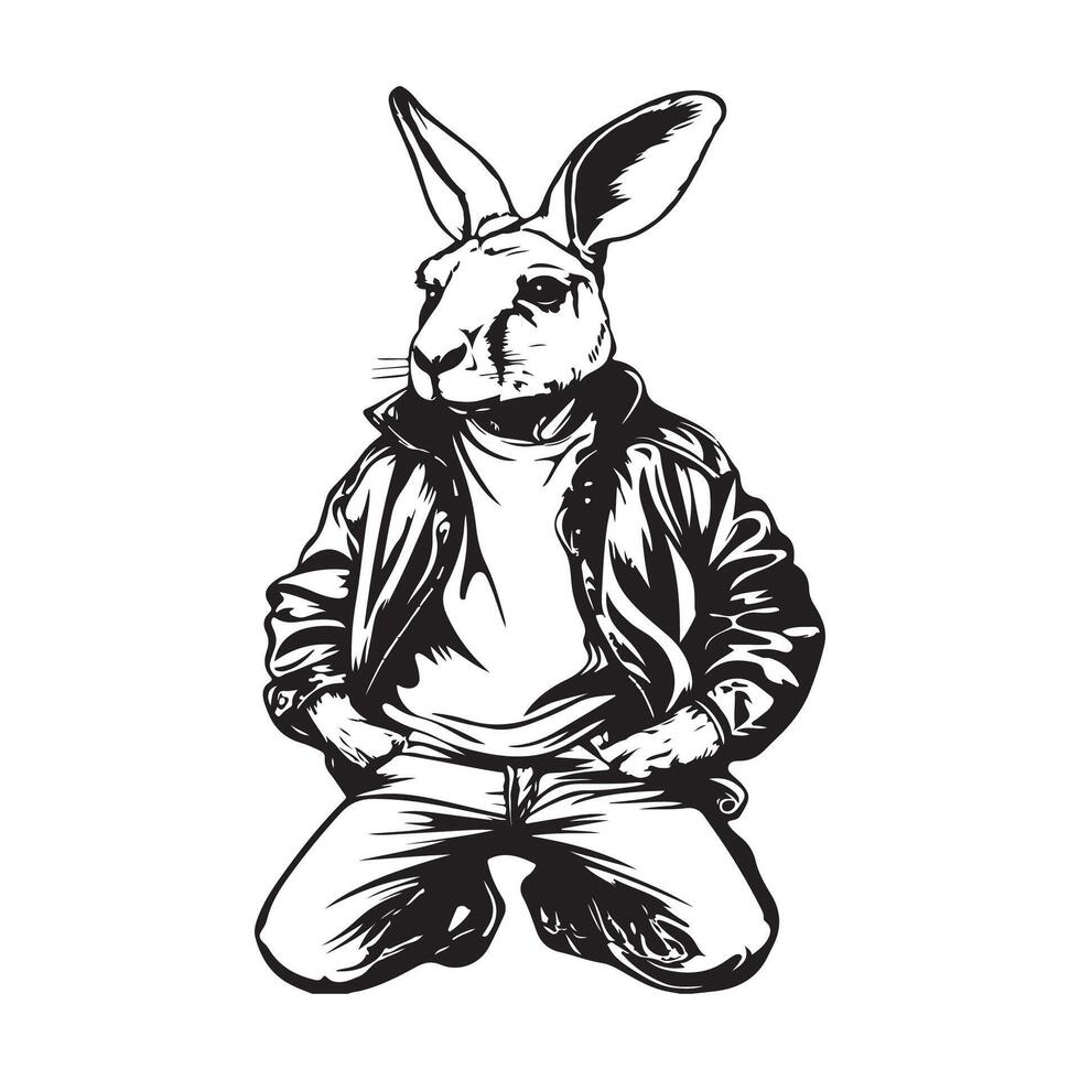 Kangaroo Costume Stock Illustrations. Kangaroo wearing custom jacket image on white background. vector