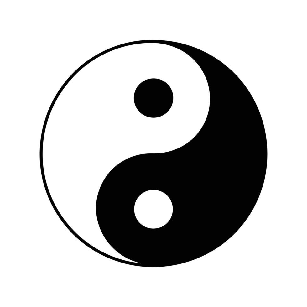 Yin Yang Symbol, Black and White Taoist Balance Icon for Harmony, Spirituality, and Eastern Philosophy Concepts vector