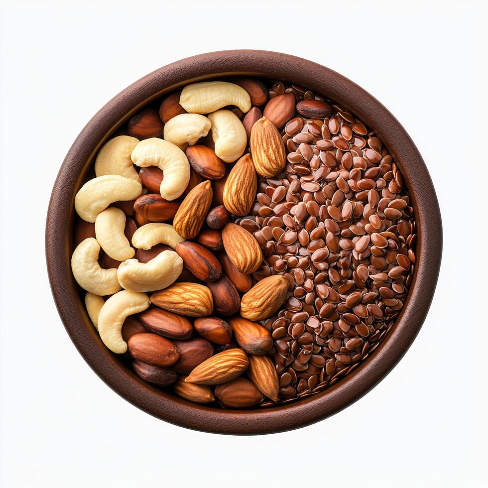Nutritious Mix of Nuts and Seeds in a Bowl photo