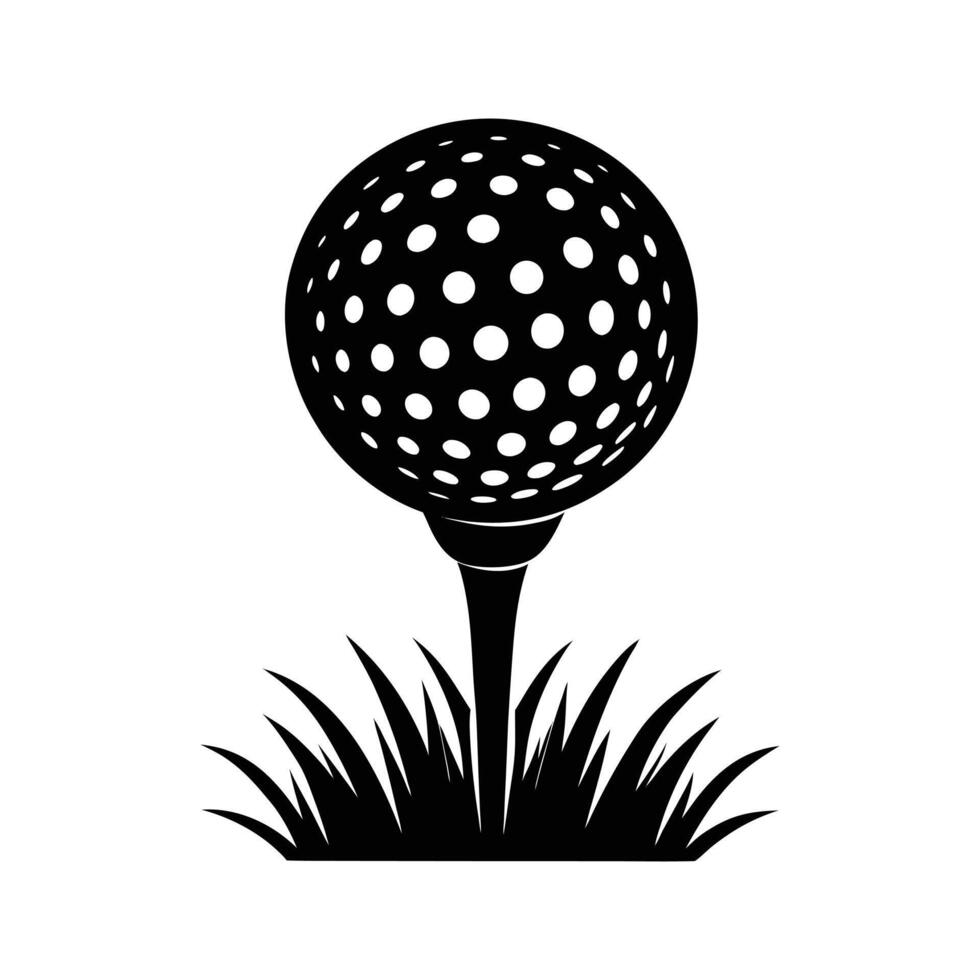 Golf Ball Positioned Perfectly on Tee Grass vector