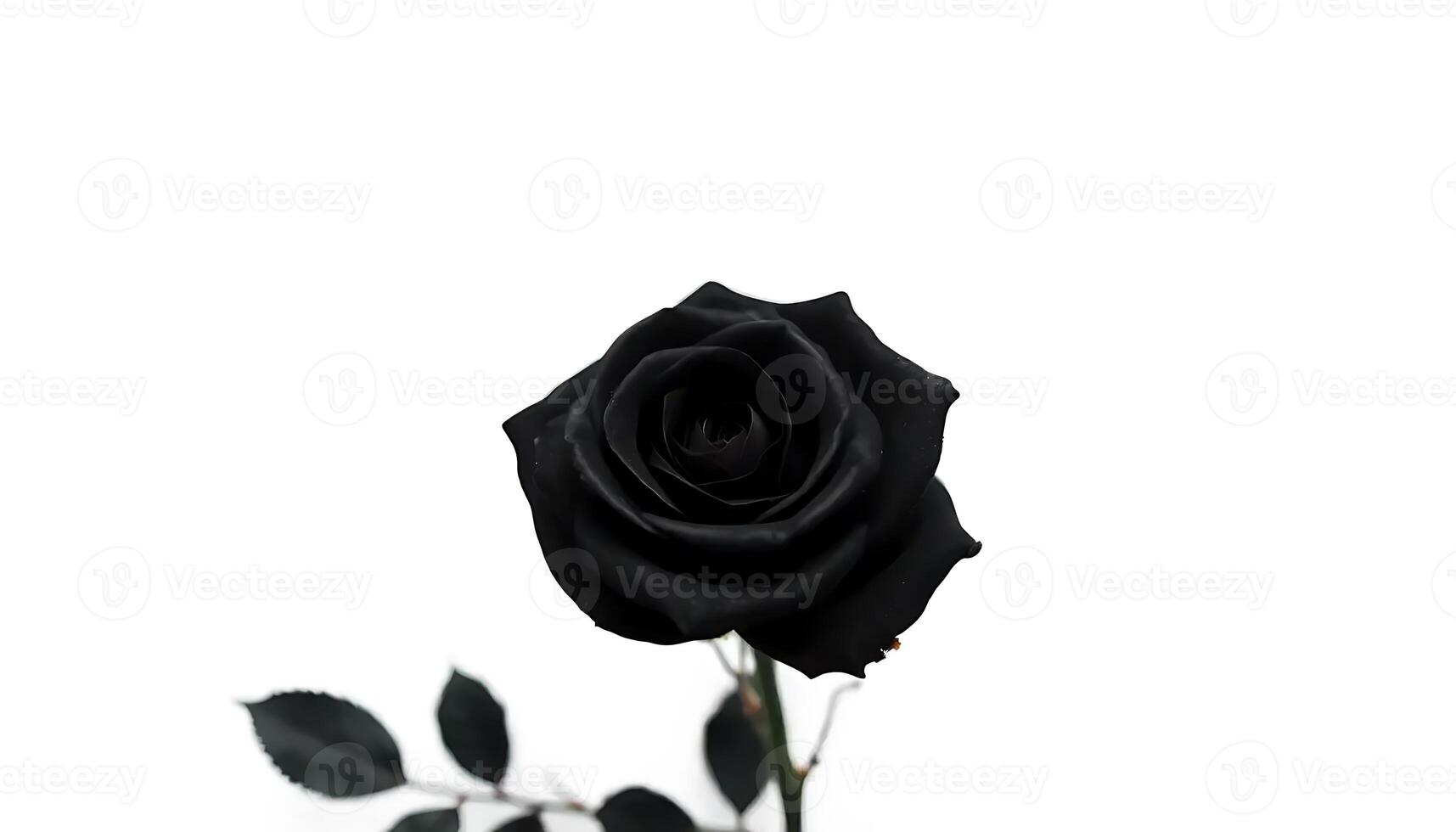 Elegantly Dark A Single Black Rose against a White Background photo