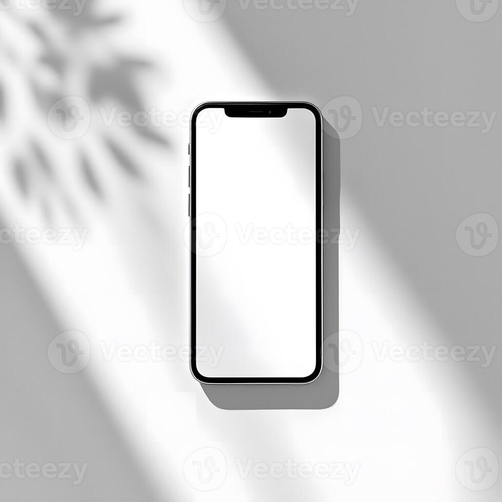 Smartphone Mockup Blank Screen, Sunlight Shadows photo