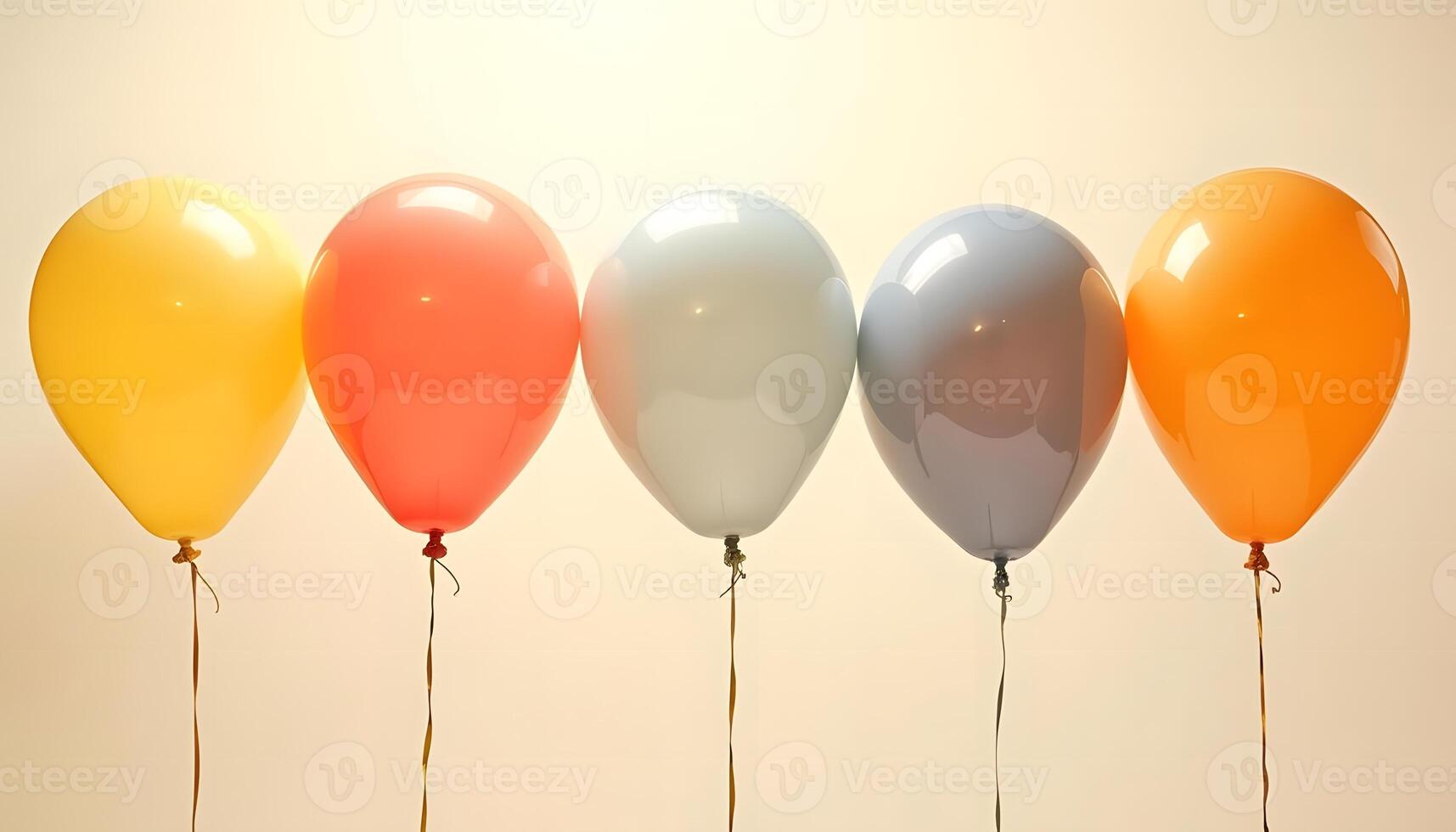Five Pastel Balloons in a Row photo