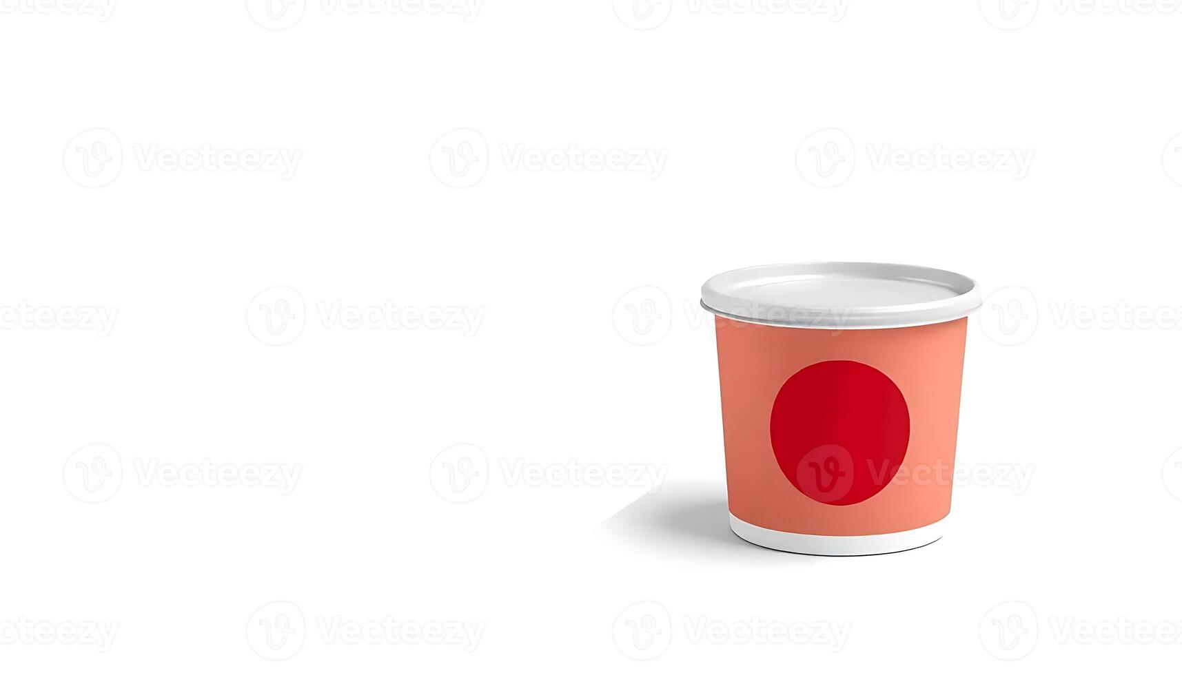 Mockup 3D render. Minimalist Red Circle on Coral Food Container photo