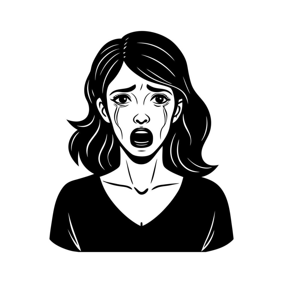 Upset Woman Cartoon Character Art vector