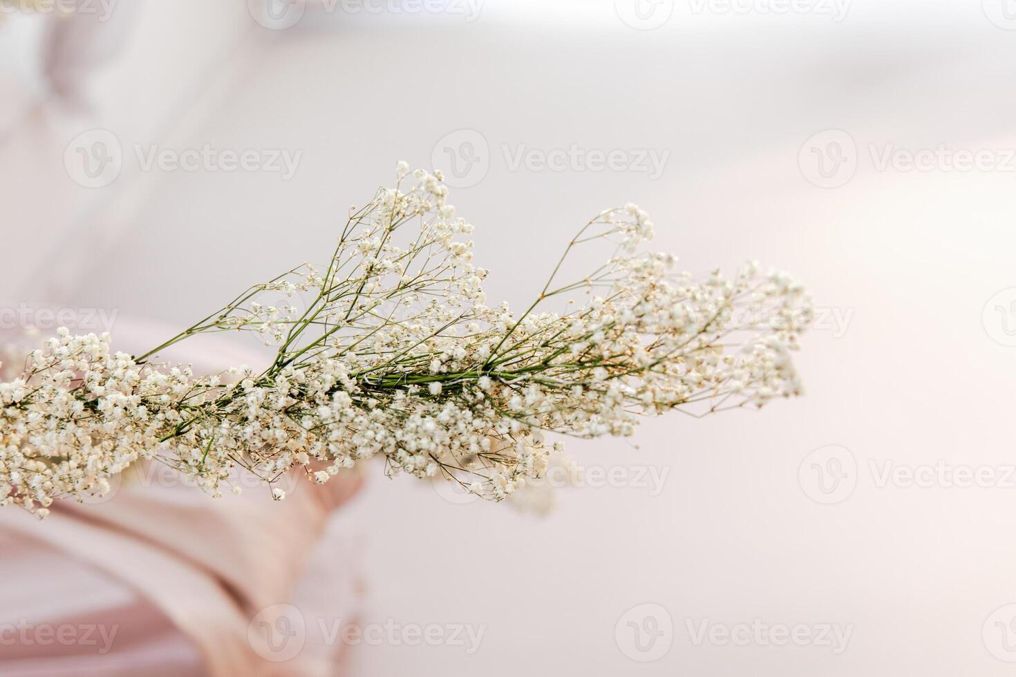 Delicate white flowers arranged gracefully in bright natural light indoors photo