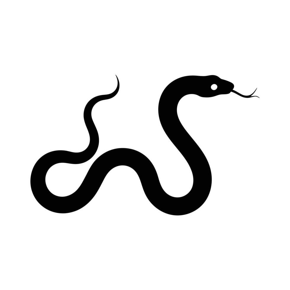 Minimalist Snake Silhouette, Curved Serpent Illustration in Black and White Style vector