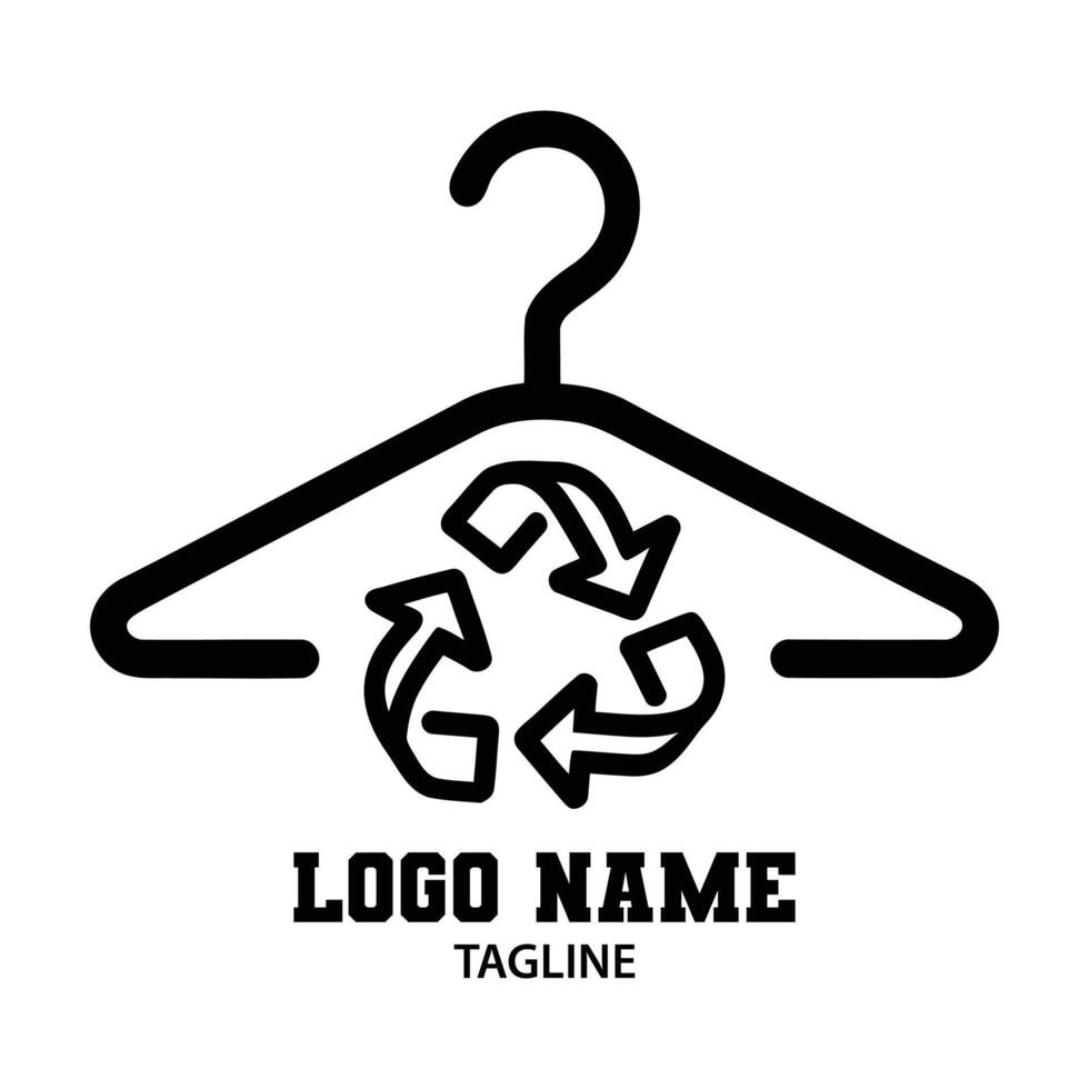 Eco-Friendly Clothing Hanger Logo with Recycling Arrows, Sustainable Fashion Symbol for Green Textile, Apparel, Thrift and Reuse Branding Concepts vector