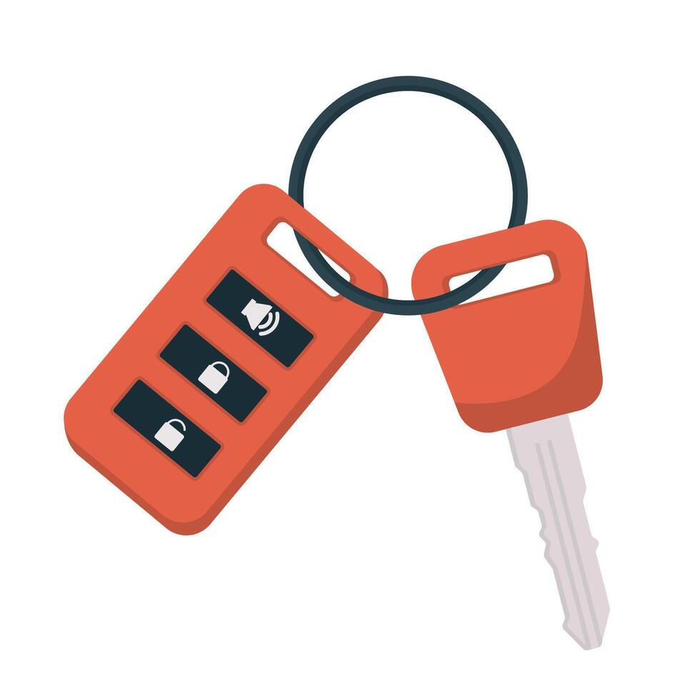 Car Key with Remote and Keyring Car key with remote control illustration graphic design vector