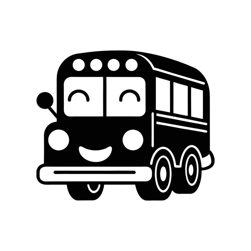 Cartoon Style Yellow School Bus Icon vector