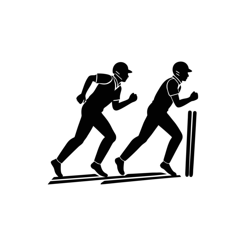 Cricketers Racing Between Wickets for Runs vector