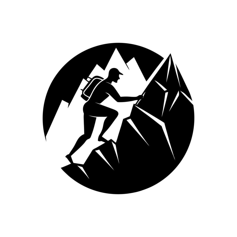 Man Climbing Mountain Art for Outdoor Concepts vector