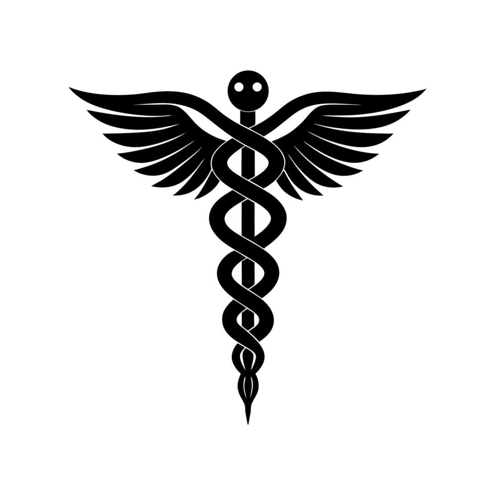 Caduceus health logo vector