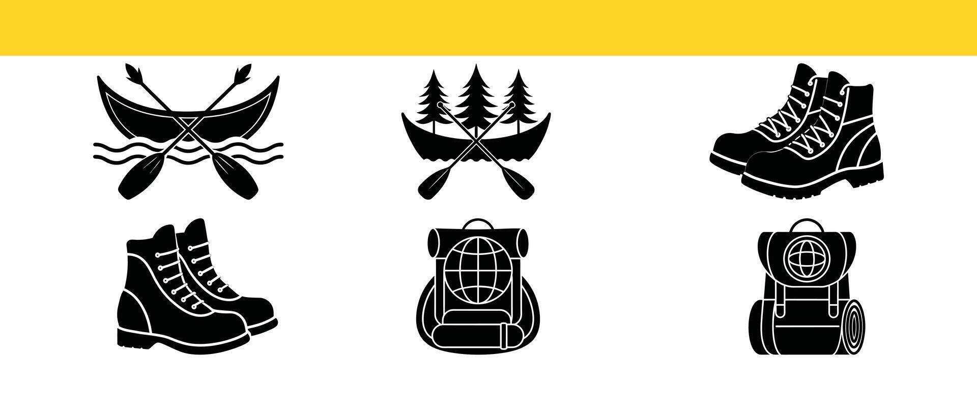 Canoe Paddles and Hiking Gear Icon for Outdoor vector