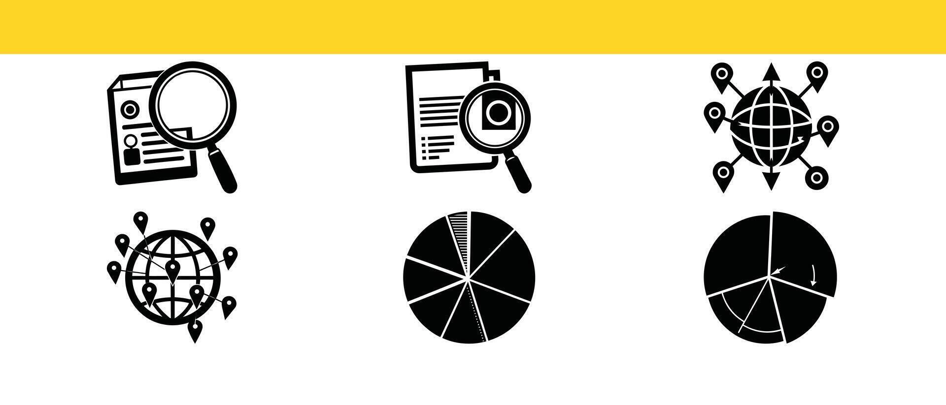 Digital Resume Concept with Magnifying Glass and Chart Icons vector