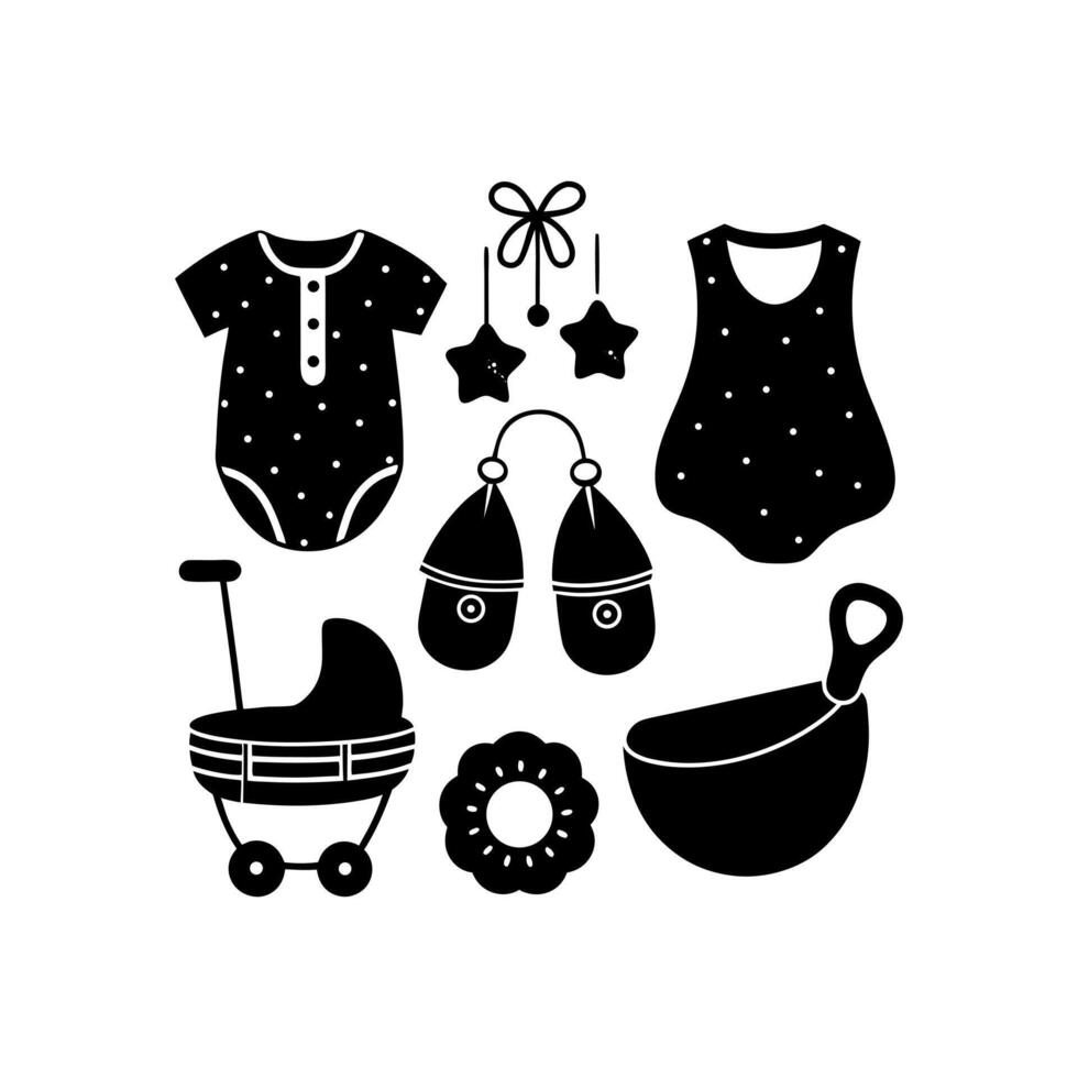 Newborn Baby Set Cartoon Design vector