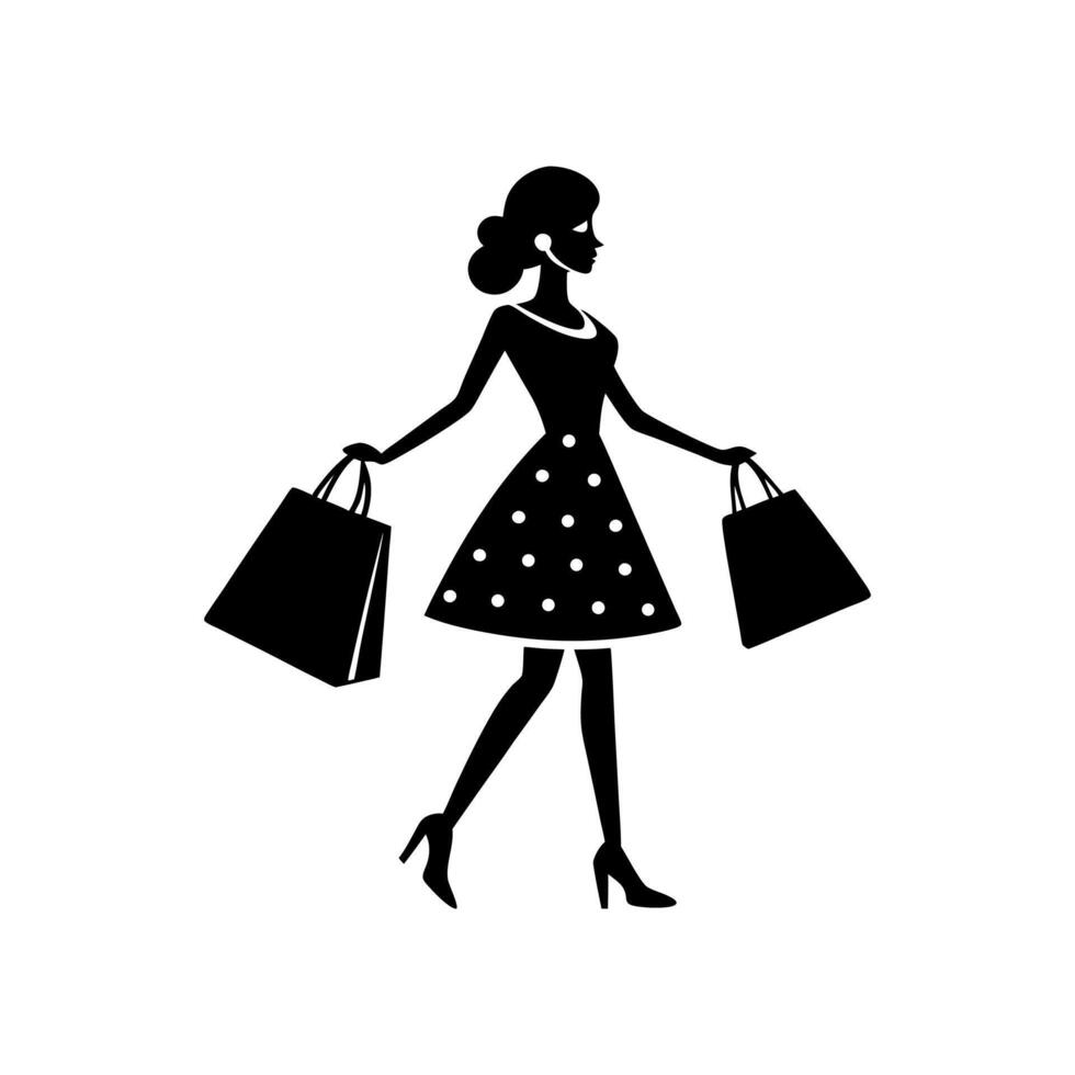 Stylish Female Shopper Art for Retail Themes vector