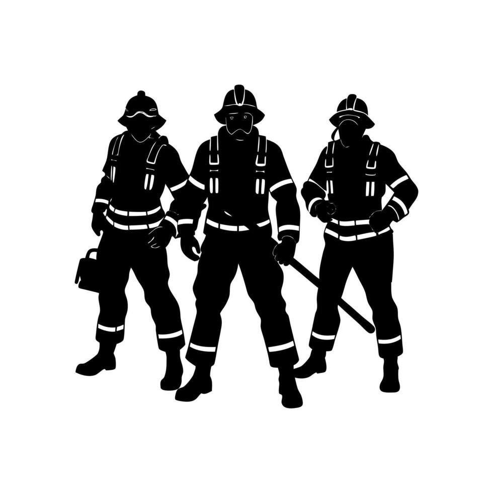 Firefighters Silhouette for Rescue and Safety Themes vector
