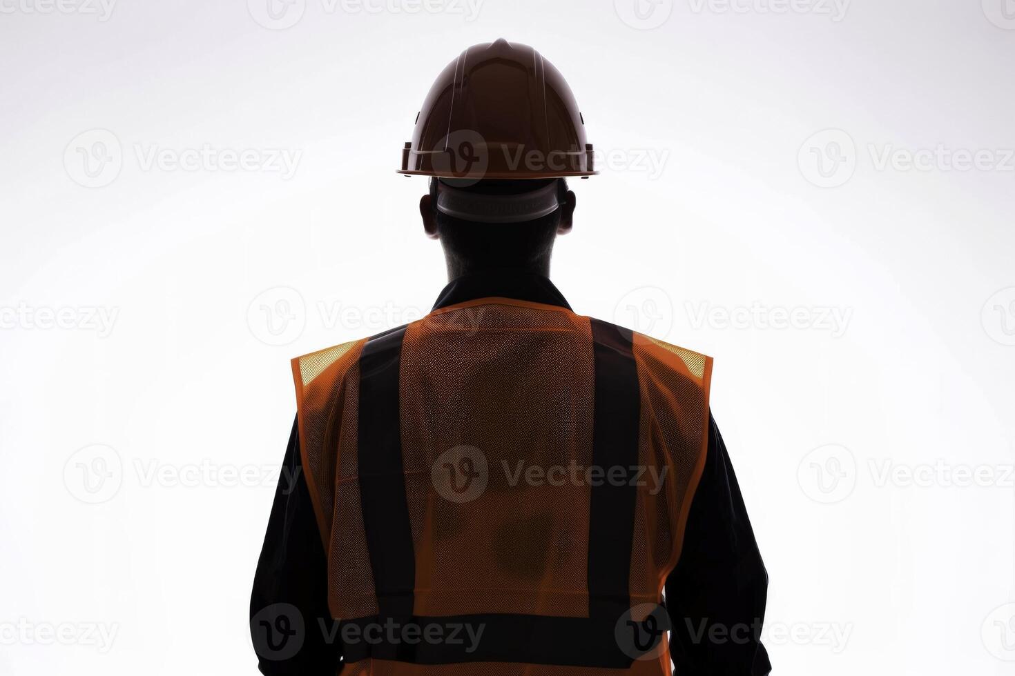 Bold silhouette of a hardworking individual in minimalist vest and hard hat photo