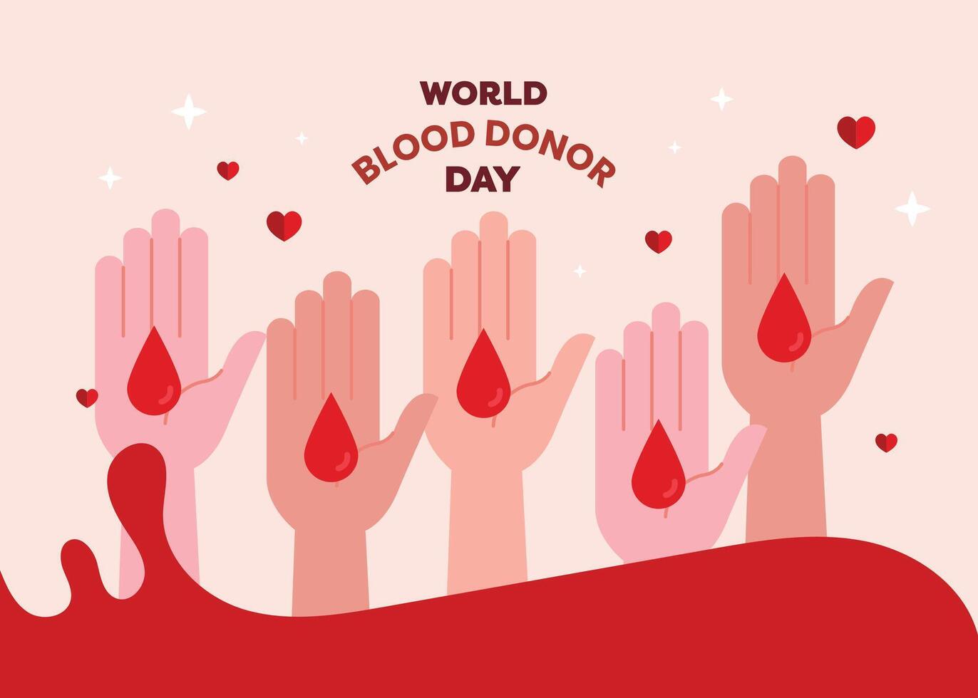 A flat style poster for World Donor Day featuring a hand gesture of giving, emphasizing awareness, compassion, and the crucial role of donation in society vector