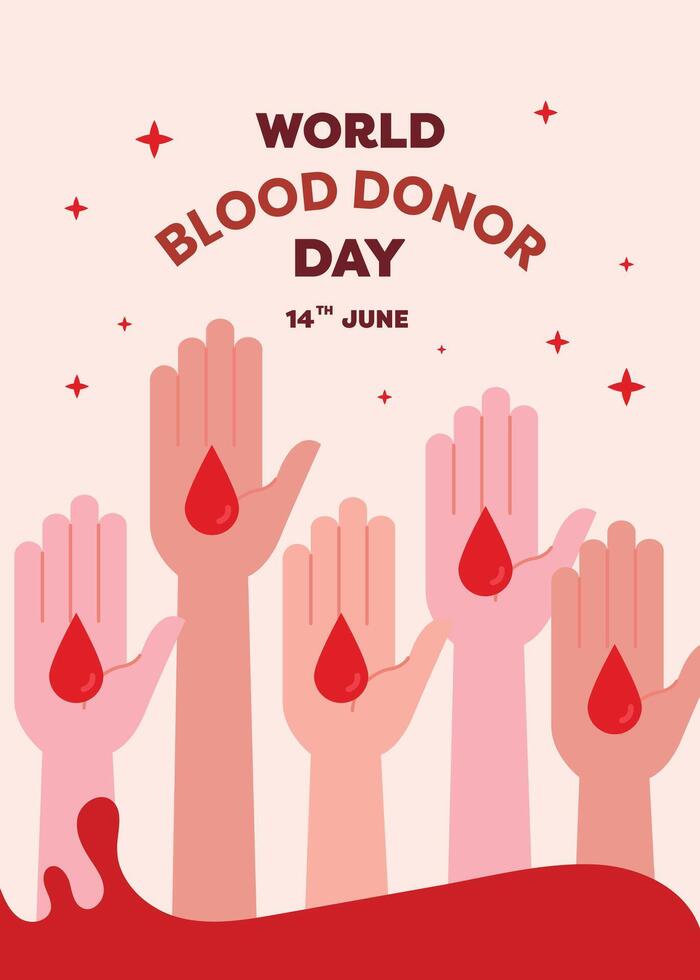 World Donor Day flat poster design showcasing a hand gesture symbolizing giving, highlighting the importance of awareness, compassion, and global donations vector