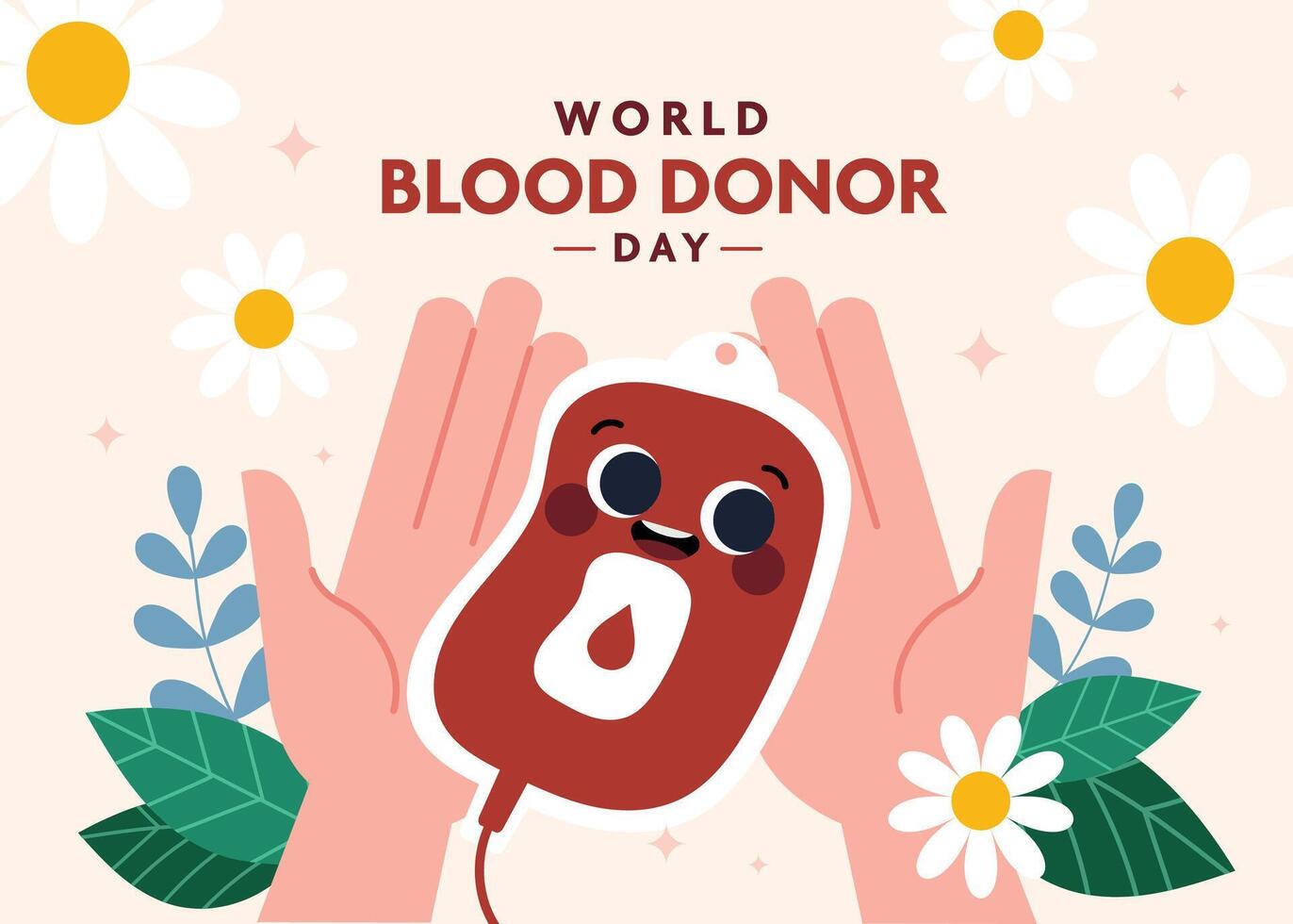 World Donor Day flat style poster with a hand gesture representing giving, focusing on raising awareness, compassion, and the vital role donations play in saving lives and supporting communities vector