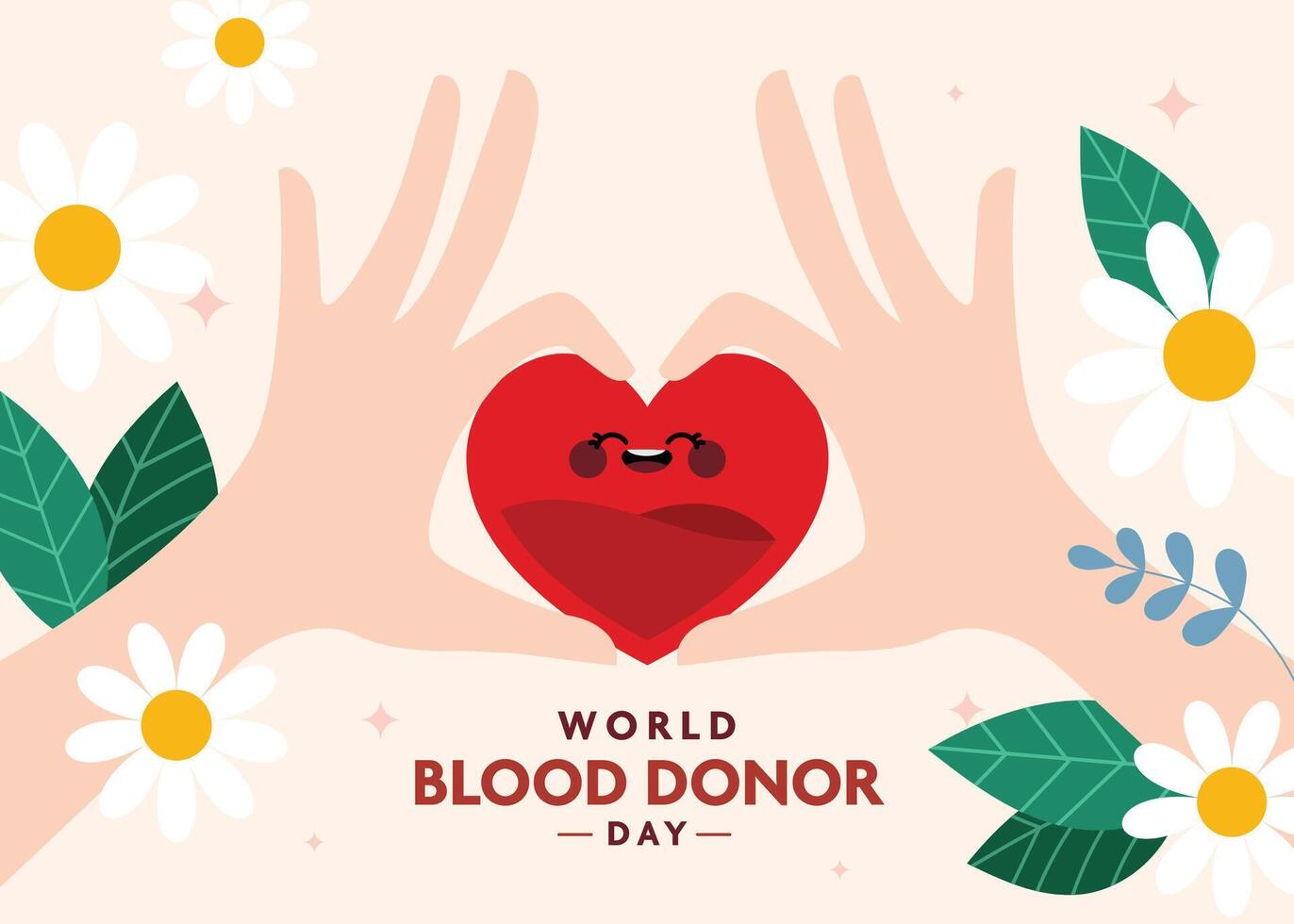 Flat design poster layout for World Donor Day featuring a hand gesture symbolizing giving and emphasizing awareness compassion and the vital importance of making donations vector
