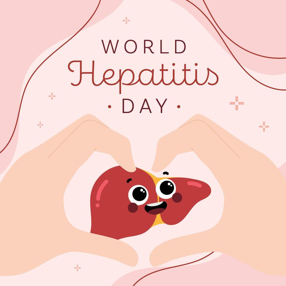 Flat style poster layout for World Hepatitis Day featuring an open hand symbolizing compassion awareness and the importance of offering support to those affected vector