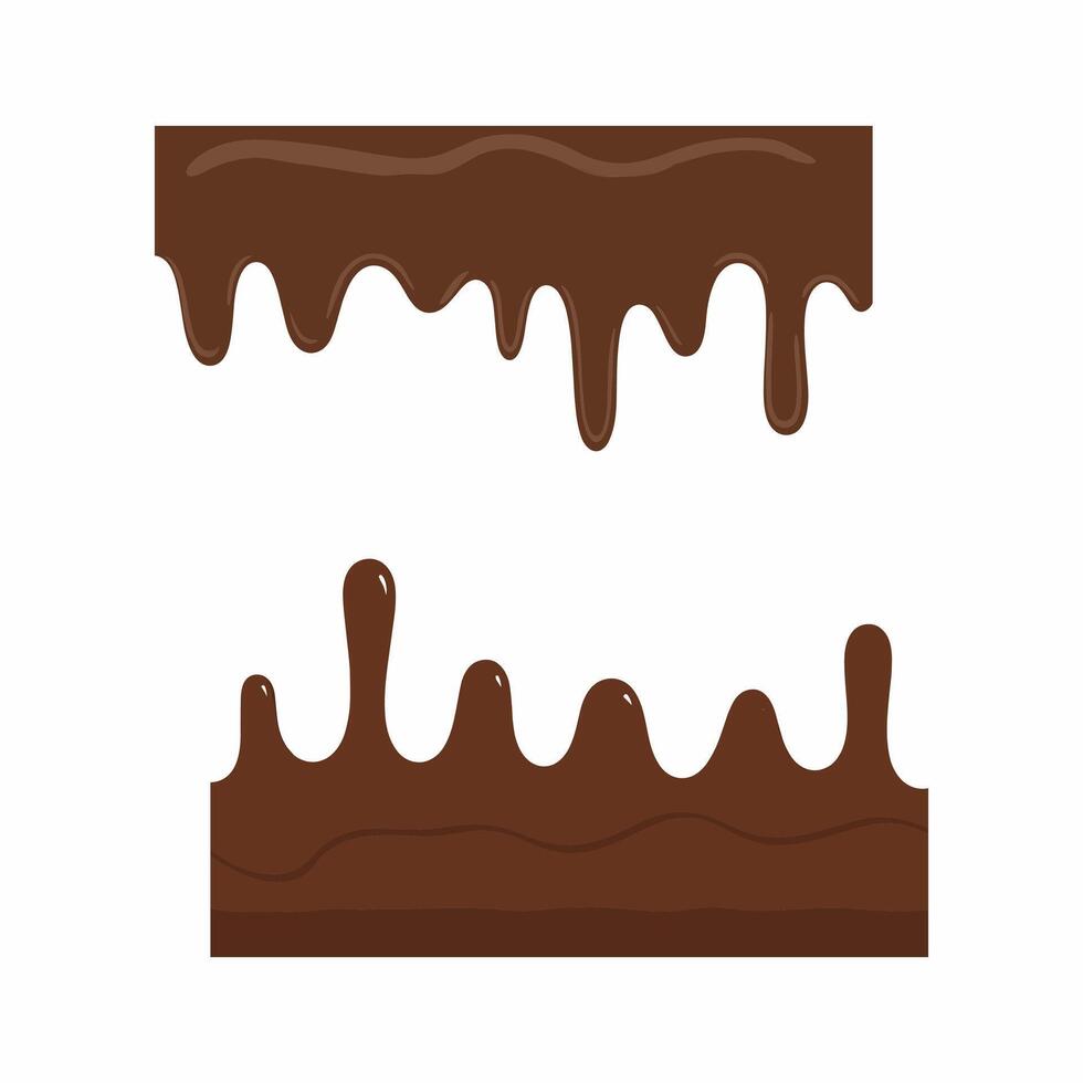 Chocolate dripped. Sweet flowing liquid food with splashes and drops vector