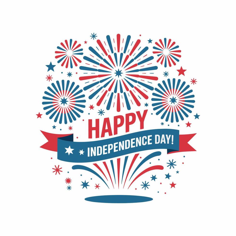 Independence Day, lettering of 4th of July on white background vector