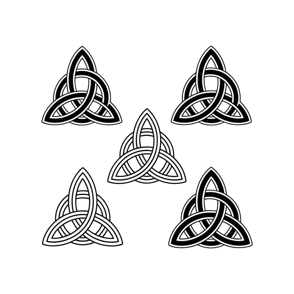 Celtic Triquetra Knot Symbol Set vector