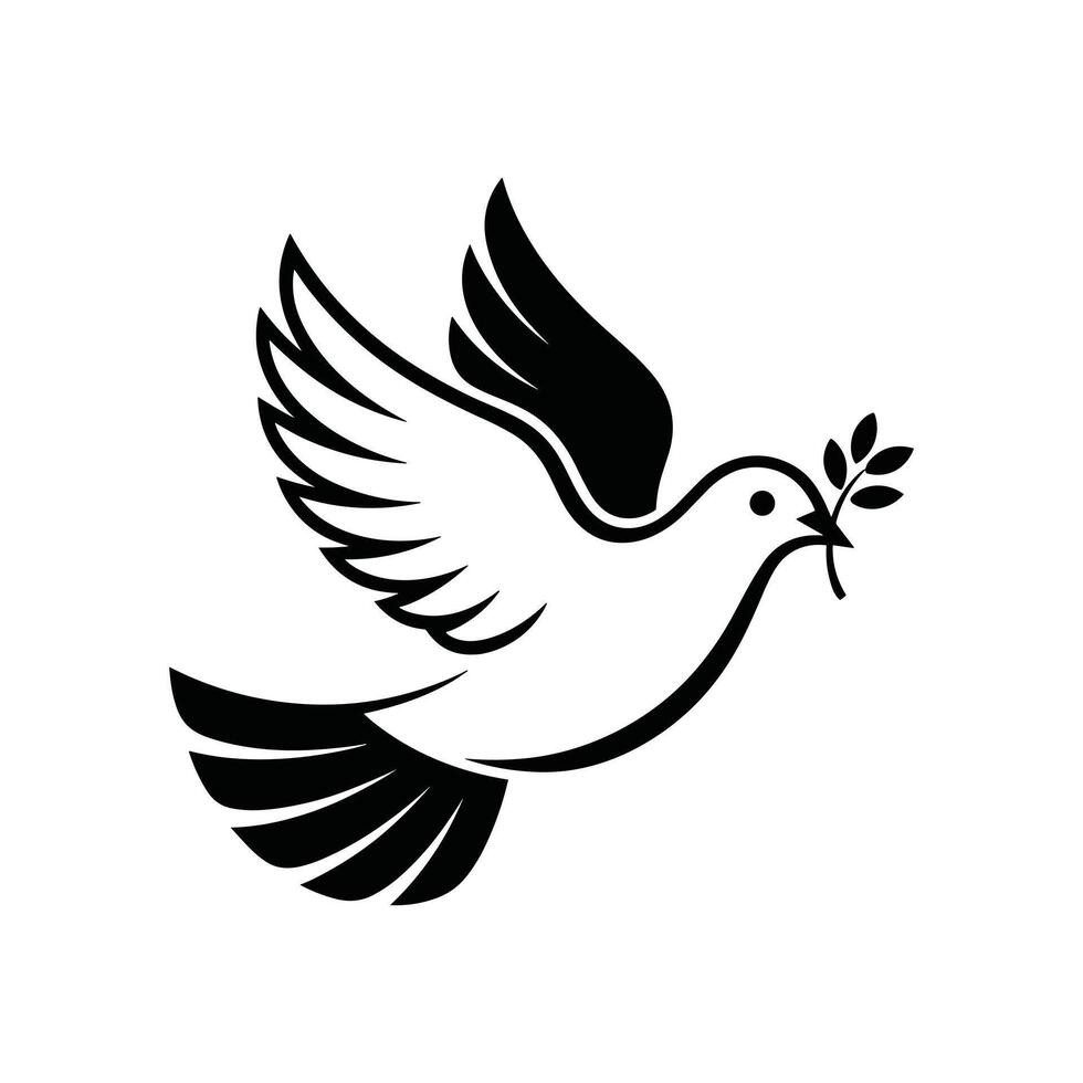 dove flying silhouette illustration isolated on white background vector