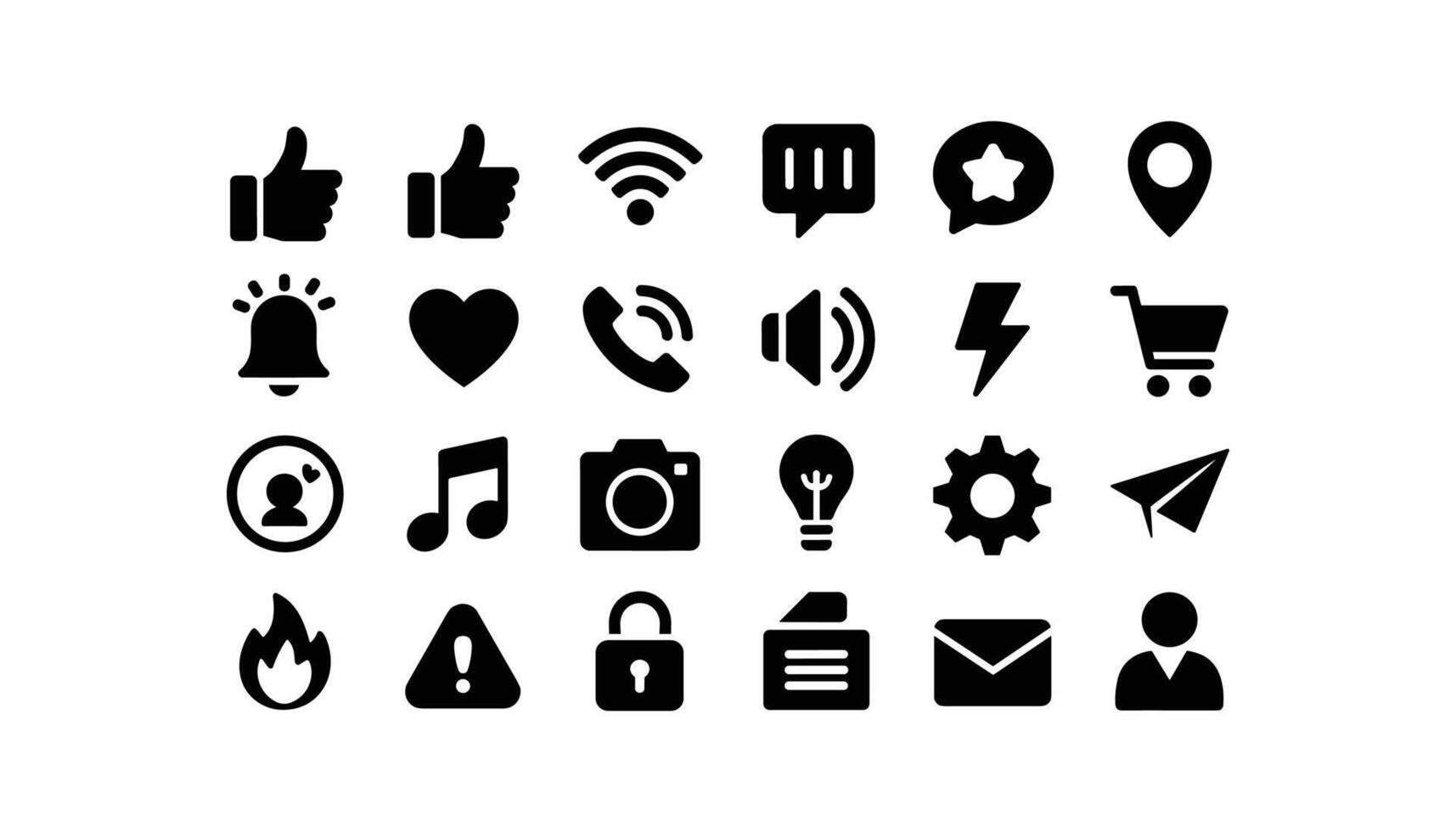 Communication Icons Set - Big Circle Series silhouette illustration isolated on white background vector