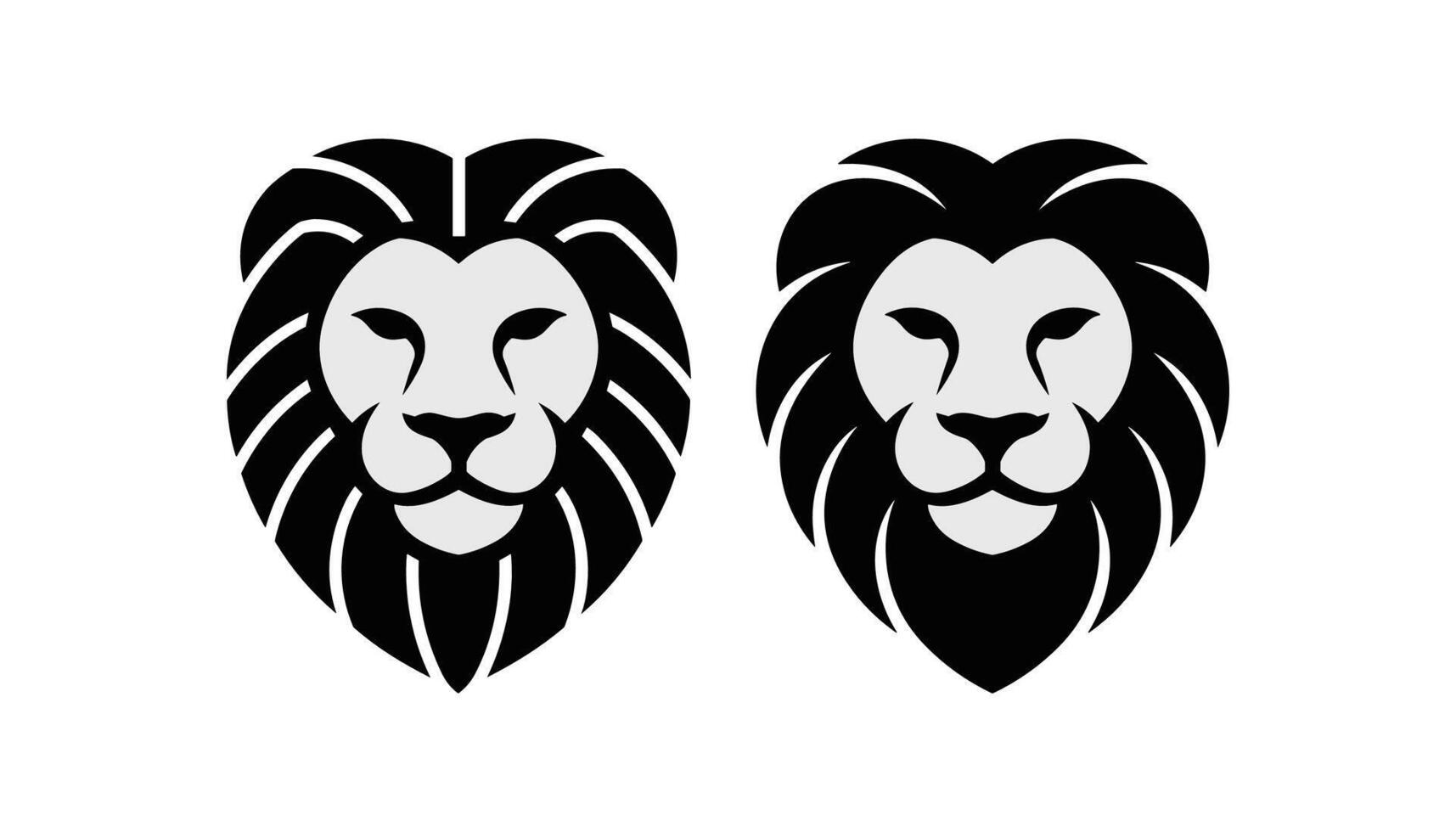 Two Lion Heads silhouette illustration isolated on white background vector